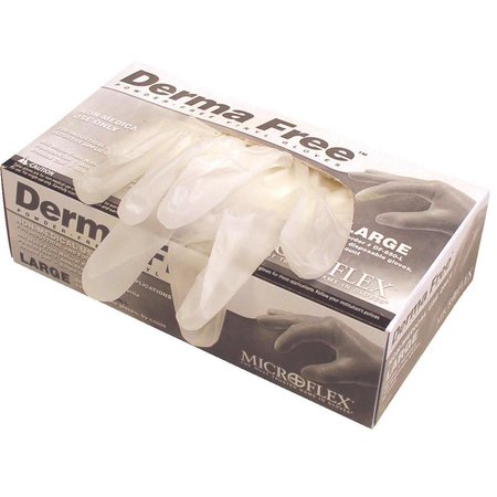 ANSELL Derma Free, Vinyl Disposable Gloves, 3.9 mil Palm, Vinyl, Powder-Free, L, 100 PK, Clear DF-850-L